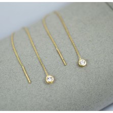 Lilarote Yeni Trend Altın Tektaş Küpe