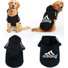Kemique Adidog Black Hoodie Kapşonlu Sweatshirt, Orta ve Büyük Irklar Için Köpek Kıyafeti,