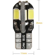 Sisa T10 LED Metal Ultra W5W 8 Ledli Beyaz Park Tavan Plaka Ampülü 2 Adet