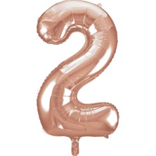 Partijet 2 Rakam Rose Gold Folyo Balon 100 cm
