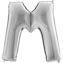 Partijet M Harf Grabo Gümüş Folyo Balon 102 cm