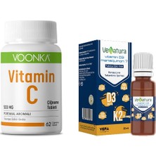 Voonka Vitamin C 500 Mg 62 Çiğneme Tableti + Venatura Vitamin D3 K2 (Menakuinon 7) Damla 20 ml