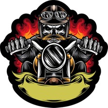 Sticker Atölyesi Hellrider Oldschool Hipster Motosiklet Skull Sticker - 14210