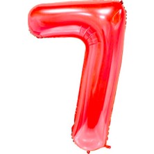 Partijet 7 Rakam Kırmızı Folyo Balon 100 cm