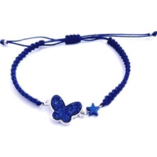 Funny Takı Lacivert Hematit Yıldızlı  Koyu Mavi Kelebek Bileklik