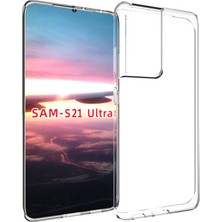 Gpack Samsung Galaxy S21 Ultra 5g Kılıf Süper Silikon Koruma + Full Ekran Koruyucu Şeffaf