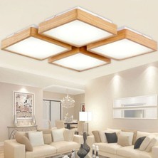 Wood Design World Ahşap Çerçeve Tavan LED Aydınlatma  Avize