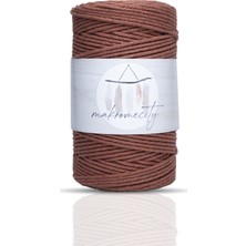 Makromecity 3 Büküm Pamuk Makrome İpi 3 mm  Taranan Makrome Halat İp 500 gr Kiremit