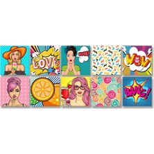 Kendinden Yapışkanlı Karma Popart Desenli Pvc Karo 15X15 cm 10'lu Paket