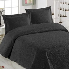 Örtüm Ivy Siyah Çift Kişilik Microfiber Kapitone Yatak Örtüsü