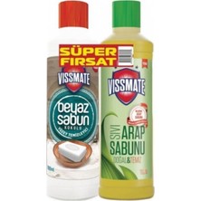 Vissmate Sıvı Arap Sabunu 1000 ml ve Vissmate Beyaz Sabun Kokulu Yüzey Temizleyici 1000 ml Temizlik Paket