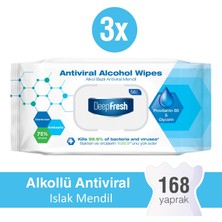 Deep Fresh Alkollü Antiviral ve Antibakteriyel Islak Mendil 3 x 56 Yaprak