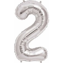 Balonevi Gümüş Folyo Balon Sayılı Helyum Balon 100 cm Dev Boy 2