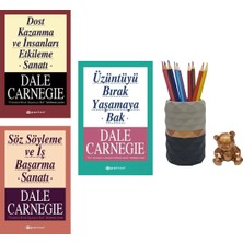 Dale Carnegie 3 Kitap Set ( Dost Kazanma ve Insanları Etkileme Sanatı - Üzüntüyü Bırak Yaşamaya Bak - Söz Söyleme ve Iş Başarma Sanatı) + Betonsu Tasarım Beton Kalemlik Seti