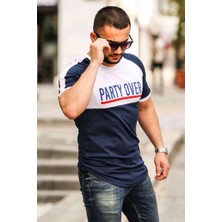 Madmext Baskılı Lacivert Tişört 4027