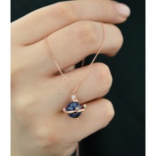 Papatya Silver 925 Ayar Gümüş Rose Altın Kaplama Oniks Taşlı Gezegen Kolye
