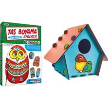 Kumtoys Taş Boyama + Ahşap Kuş Evi (2'li Set)