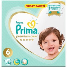 Prima Premium Care Bebek Bezi Fırsat Paketi 6 Beden 62'li