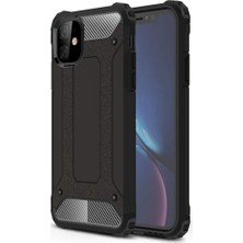 Case World Apple iPhone 11 Kapak Çift Katmanlı Zırh Tank Kılıf Siyah
