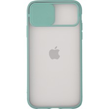 Case World Apple iPhone 12 Mini Kapak Lensi Açılır Kapanır Kamera Korumalı Silikon Kılıf i Su Yeşili