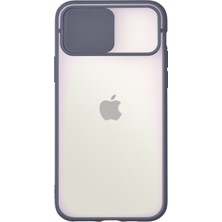 Case World Apple iPhone 12 Pro Kapak Lensi Açılır Kapanır Kamera Korumalı Silikon Kılıf Mavi