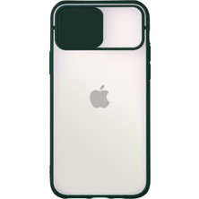 Case World Apple iPhone 12 Pro Kapak Lensi Açılır Kapanır Kamera Korumalı Silikon Kılıf Yeşil
