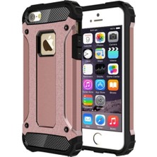 Case World Apple iPhone 5 Kapak Çift Katmanlı Zırh Tank Kılıf Rose Gold