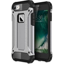 Case World Apple iPhone 6 Plus / 6s Plus Kapak Çift Katmanlı Zırh Tank Kılıf Gri