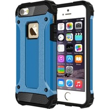 Case World Apple iPhone 6s Kapak Çift Katmanlı Zırh Tank Kılıf Mavi