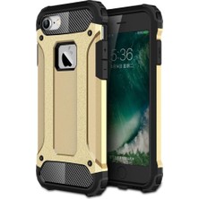 Case World Apple iPhone 8 Kapak Çift Katmanlı Zırh Tank Kılıf Gold