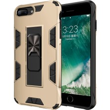 Case World Apple iPhone 8 Plus Kapak Standlı Mıknatıslı Tank Kılıf Gold