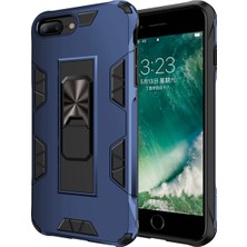 Case World Apple iPhone 8 Plus Kapak Standlı Mıknatıslı Tank Kılıf Lacivert