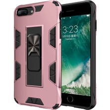 Case World Apple iPhone 8 Plus Kapak Standlı Mıknatıslı Tank Kılıf Rose Gold