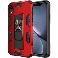 Case World Apple iPhone Xr Kapak Standlı Mıknatıslı Tank Kılıf Kırmızı