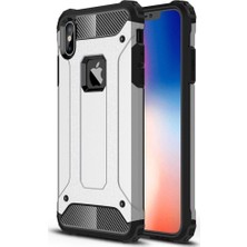 Case World Apple iPhone Xsmax Kapak Çift Katmanlı Zırh Tank Kılıf Gri
