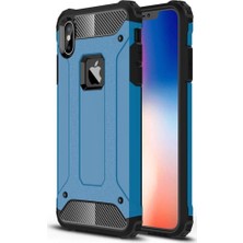 Case World Apple iPhone Xsmax Kapak Çift Katmanlı Zırh Tank Kılıf Mavi