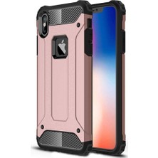 Case World Apple iPhone Xsmax Kapak Çift Katmanlı Zırh Tank Kılıf Rose Gold