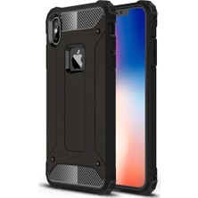 Case World Apple iPhone Xsmax Kapak Çift Katmanlı Zırh Tank Kılıf Siyah