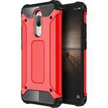 Case World Huawei Mate 10 Lite Kapak Çift Katmanlı Zırh Tank Kılıf Kırmızı