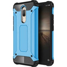 Case World Huawei Mate 10 Lite Kapak Çift Katmanlı Zırh Tank Kılıf Mavi