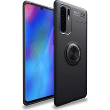Case World Huawei P30 Pro Kılıf Renkli Yüzüklü Manyetik Silikon Kapak Siyah