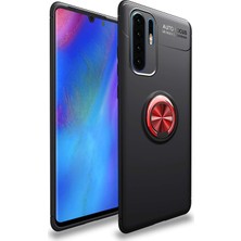 Case World Huawei P30 Pro Kılıf Renkli Yüzüklü Manyetik Silikon Kapak Siyah - Kırmızı