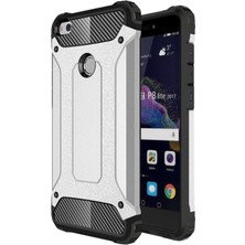 Case World Huawei P9 Lite 2017 Kapak Çift Katmanlı Zırh Tank Kılıf Gri