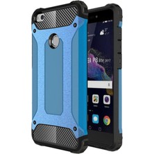 Case World Huawei P9 Lite 2017 Kapak Çift Katmanlı Zırh Tank Kılıf Mavi
