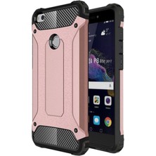 Case World Huawei P9 Lite 2017 Kapak Çift Katmanlı Zırh Tank Kılıf Rose Gold