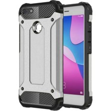 Case World Huawei P9 Lite Mini Kapak Çift Katmanlı Zırh Tank Kılıf Gri