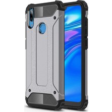 Case World Huawei Y7 Prime 2019 Kapak Çift Katmanlı Zırh Tank Kılıf Gri