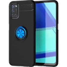 Case World Samsung Galaxy A31 Kılıf Renkli Yüzüklü Manyetik Silikon Kapak Siyah - Mavi