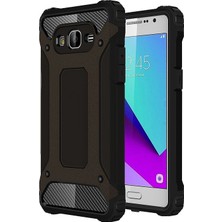 Case World Samsung Galaxy J2 Prime Kapak Çift Katmanlı Zırh Tank Kılıf Siyah
