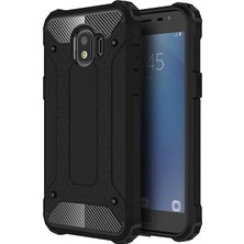 Case World Samsung Galaxy J2 Pro 2018 Kapak Çift Katmanlı Zırh Tank Kılıf Siyah